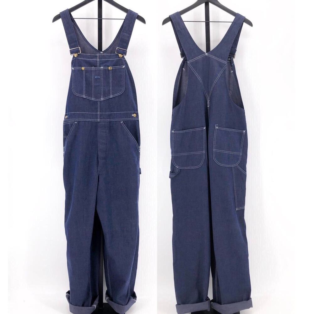 70s dark denim overalls Sears 1970s vintage - Picture 3 of 4